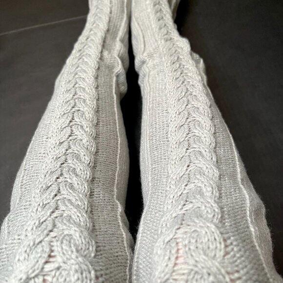 Cable Knit Sweater Knee Socks Gray Thigh Highs Winter Stockings Over The Knee OS - Picture 4 of 6